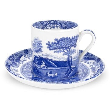 Blue Italian Coffee Cups & Saucers, Set of 4