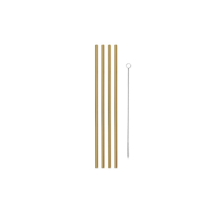 The Porter Set of 4 Metal Straws 25cm, Gold