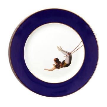 Acts Of Daring Trapeze Girl Dinner Plate, Cobalt Blue