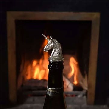 Unicorn Silver Plated Bottle Stopper 10 x 3.5cm, Silver