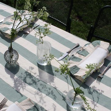 Wide Stripe Tablecloth 240cm x 150cm, Sea Green