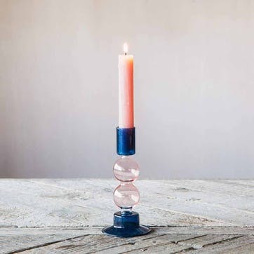 Bubble Candleholder H16.5cm, Pink and Blue