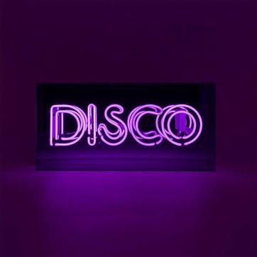 Neon Box Disco Glass Sign H38 x W19cm, Purple