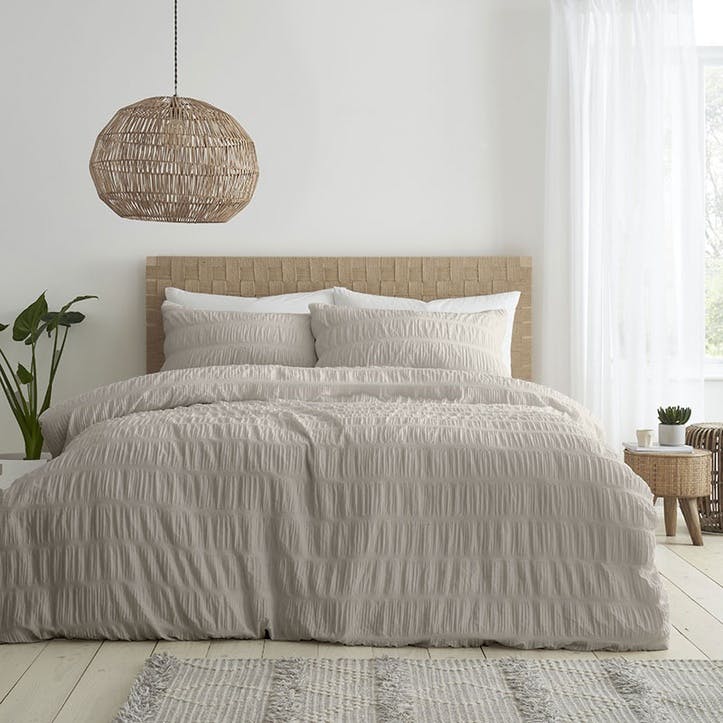 Seersucker Duvet Set King, Natural