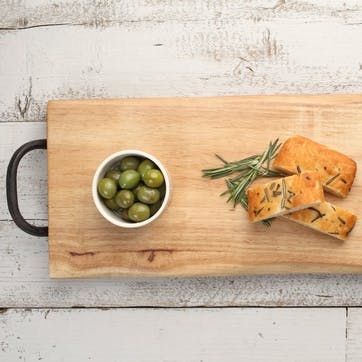 Large Serving Board with Cast Iron Handles
