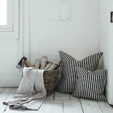 Harbour Stripe Cushion - 40cm; Graphite & Ecru