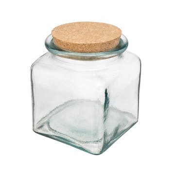 Recycled Glass Storage Jar, 500ml, Clear