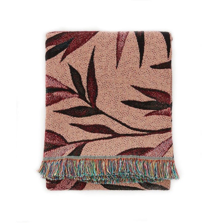 Growth Woven Recycled Cotton Throw 137 x 183cm, Blush