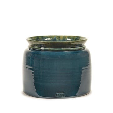Glazed Reactive Flower Pot H21cm, Blue