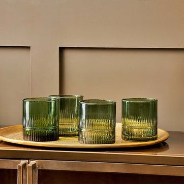 Mila Set of 4 Tumblers, Dark Emerald