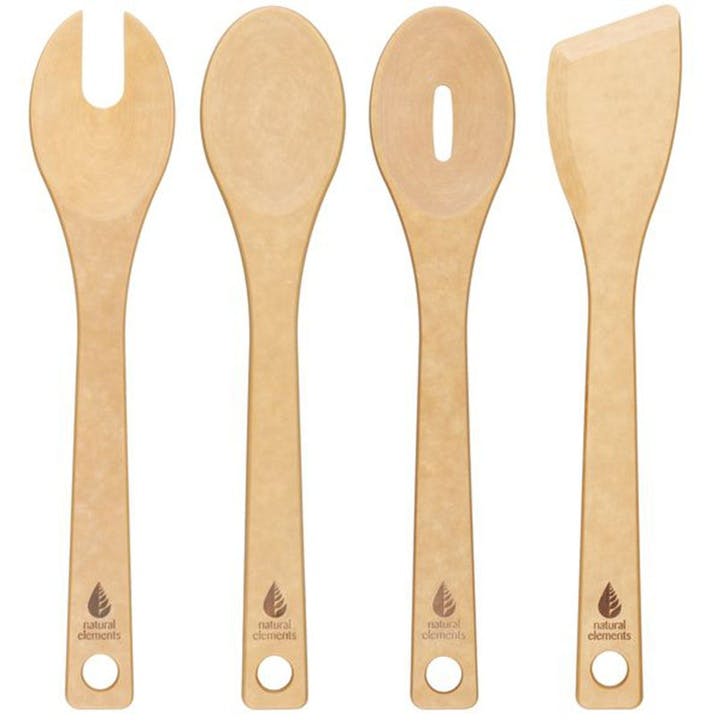 Natural Elements Eco-Friendly Wood Fibre Four Piece Utensil Set