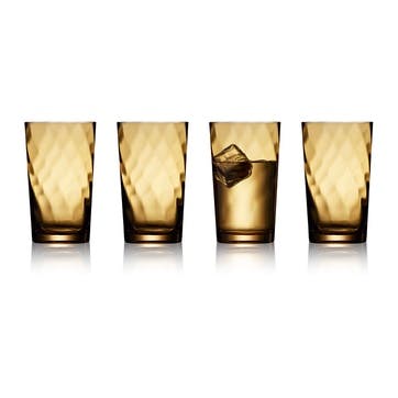 Vienna Set of 4 Highball Glasses, 450ml, Amber