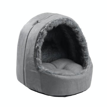 Arctic Hooded Sude & Sheepskin Cat Bed