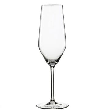 Style Set of 4 Champagne Flutes 240ml, Clear