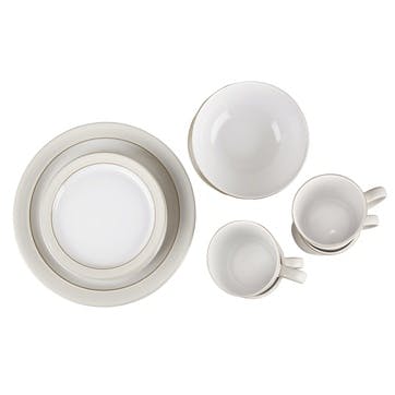 Natural Canvas 16 Piece Tableware Set, Cream