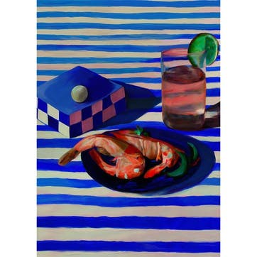 Shrimp & Stripes Art Print 70 x 100cm,