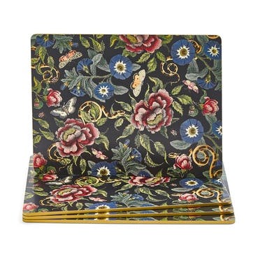 Placemats, Set of 4, Leopard/Floral