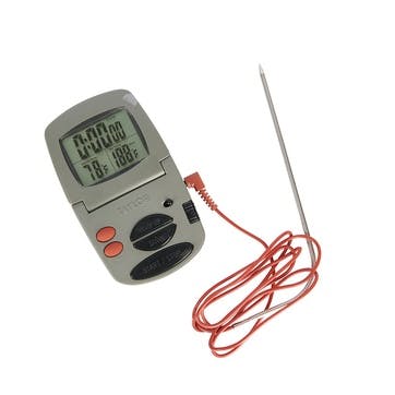 Digital Probe Thermometer and Timer, Silver