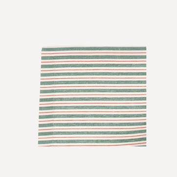 Garden Stripe Hand Made Set of 2 Napkins 45 x 45 cm, Red / Green / White