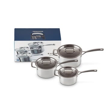 Classic 3-ply  3-Piece Saucepan Set, , Stainless Steel