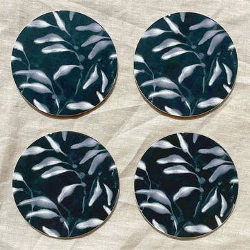 Amongst Set of 4 Coasters D10cm, Black Navy