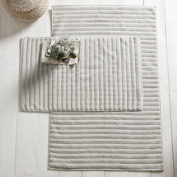 Hydrocotton Ribbed Bath Mat , Pearl Grey, Medium