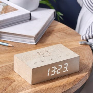 Flip Click Alarm Clock, White Maple