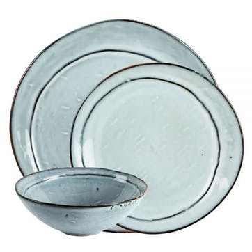 Misty 12 Piece Dinner Set,  Dusty Blue