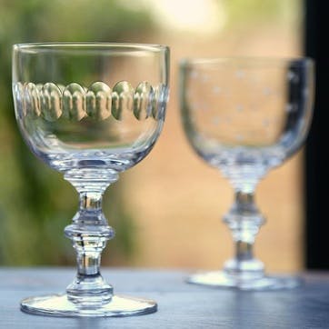 Lens Patterned Crystal Wine Goblets, Set of 6