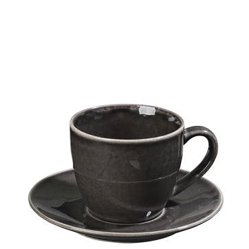 Nordic Coal Tea Cup & Saucer 150ml, Black