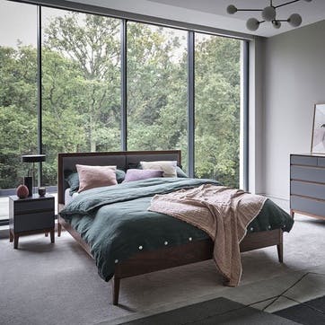 Lars King Size Bed  , Grey and Walnut