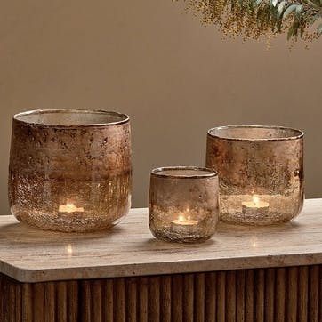 Konara Tealight Holder D9cm, Copper Smoke