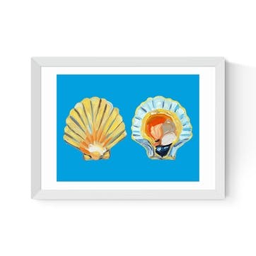 Alice Straker Scallops on Blue Framed Print 45 x 33cm, Blue