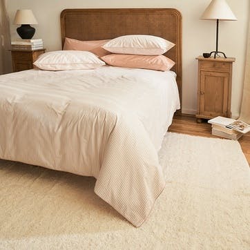 Striped Percale  Duvet Cover Superking, Clay Pink Stripe