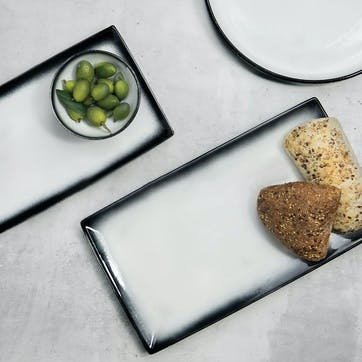 Caviar Granite Porcelain Rectangular Platter 27 x 16cm, Grey