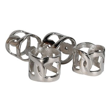 Link Set of 4 Napkin Rings D4cm, Silver