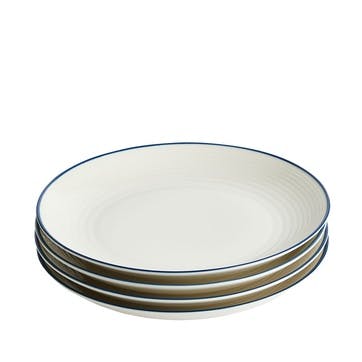 Gordon Ramsay Maze Denim Line Set of 4 Dinner Plates D28cm, White