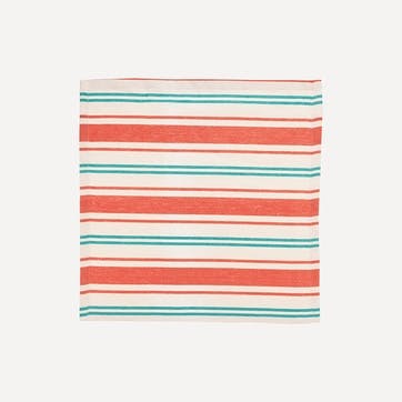 Summer Stripe Hand Made Napkin 45 x 45 cm, Red / Green / White