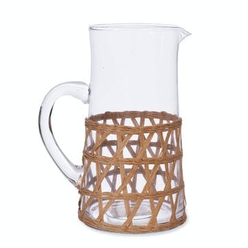 Portmore Glass & Rattan Jug H24cm, Natural