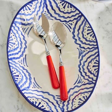 Salad Server Set, Classic Red