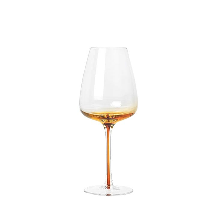 Amber Mouth Blown White Wine Glass