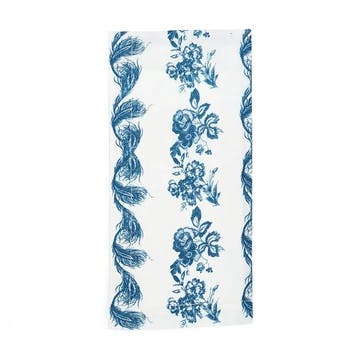 Feathers & Flowers Cotton Napkin 52 x 52cm, Petrol Blue