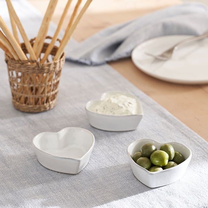 Porto Set of 3 Heart Dishes, White