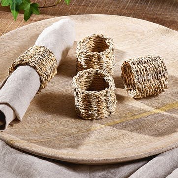 Aarushu Set of 4 Napkin Rings D5cm, Natural