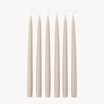 Set of 6 Tapered Dinner Candles H35cm, Latte