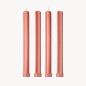 Roma Set of 4 Dinner Candles H27cm, Antique Rose