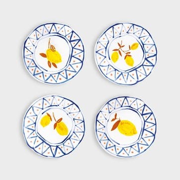 Moroccan Set Of 4 Plates, D10.5cm, Multi