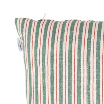 Garden Stripe Hand Made Cushion 40 x 40 cm, Red / Green / White