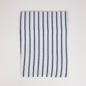 St Tropez Tablecloth, 150x 300cm, Dark Blue &  White