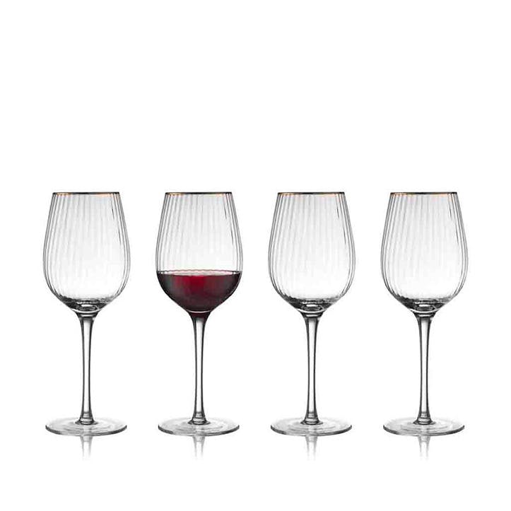 Palermo Set of 4 Red Wine Glasses 400ml, Gold